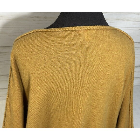 GARNET HILL Size MEDIUM Womens Mustard Yellow BRAIDED Trim 100% Cashmere Sweater - Picture 10 of 16